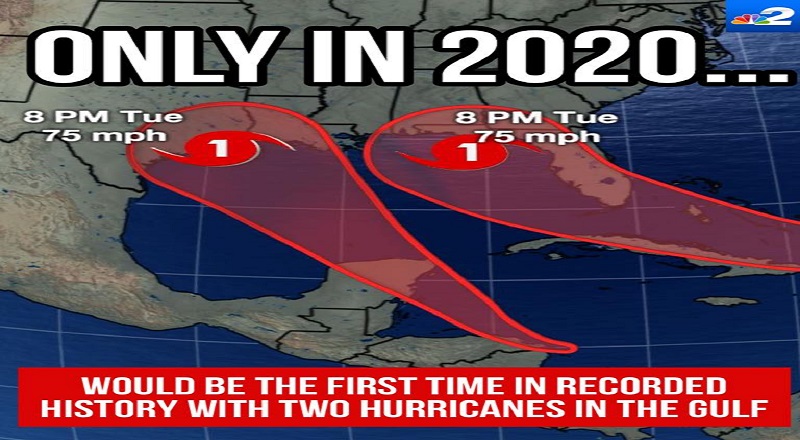 Meteorologist Jason Dunning shared a nightmare scenario for the states on the Gulf of Mexico. He shared the possibility, on Facebook, of two hurricanes hitting the Gulf of Mexico, at the same time. This came with a disclaimer that this is highly unlikely to happen.