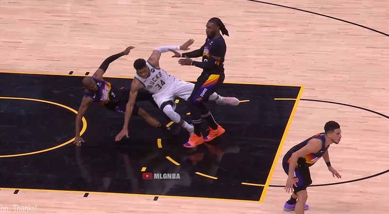 Chris Paul flopped when Giannis bumped into him