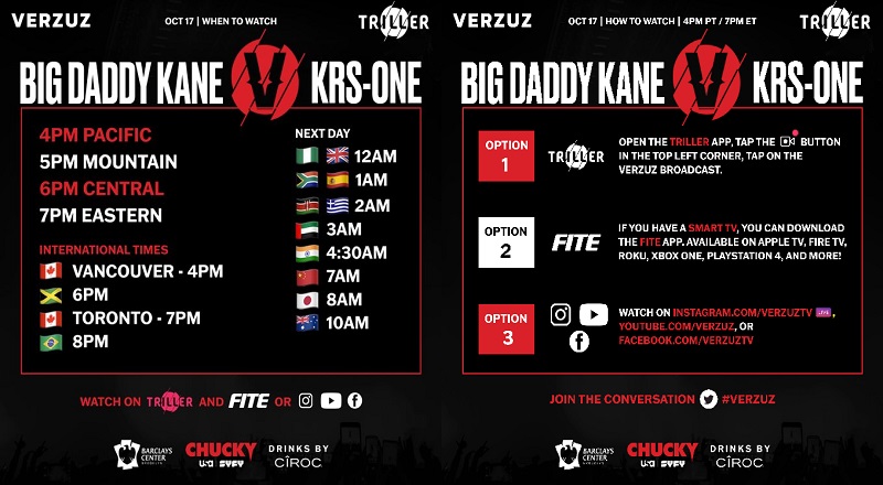 Verzuz is charging viewers for tonight's Big Daddy Kane-KRS-One concert, but tomorrow's battle is free