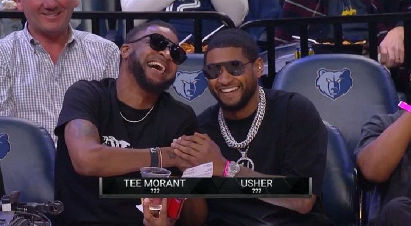 Usher and Tee Morant trend on Twitter for being on TNT's lookalike cam