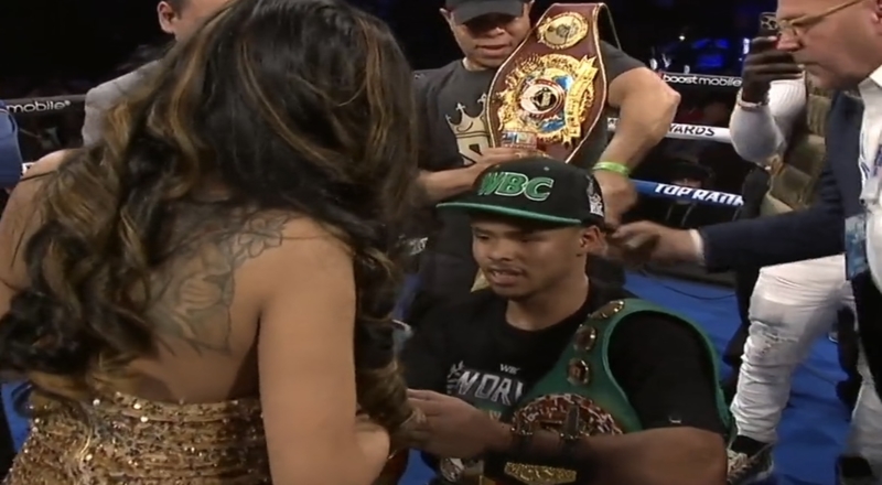 Shakur Stevenson proposes to Young Lyric after boxing win in Las Vegas
